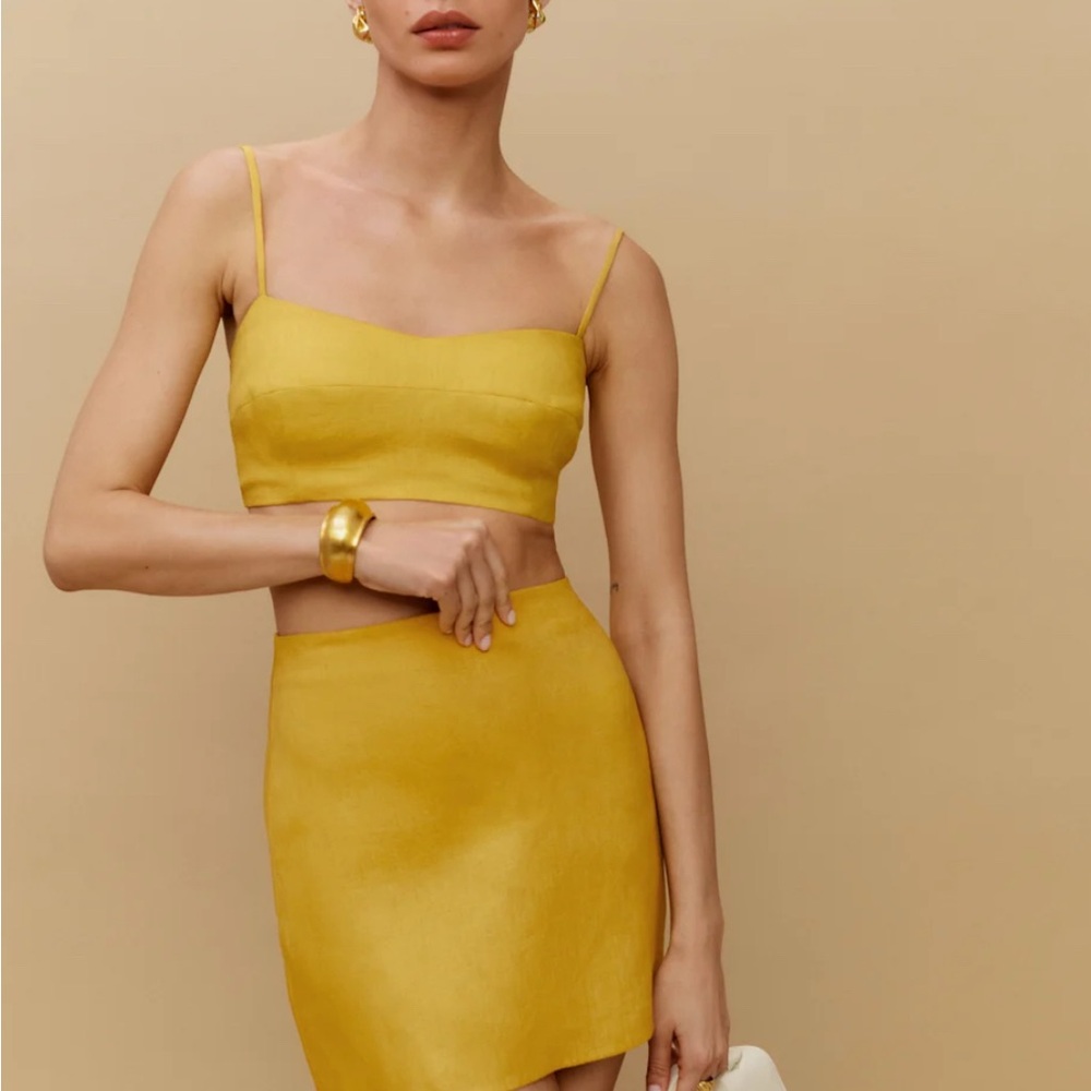 Brand new reformation veranda skirt size small yellow